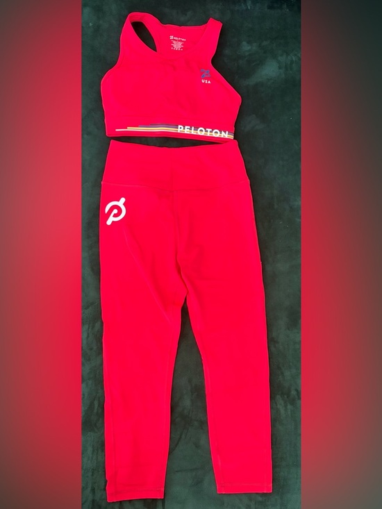 Peloton Pants - Peloton USA Bright Red Capri Legging & Sports Bra Set